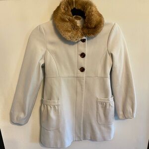 Adorable Lands End Girls Coat with faux fur collar